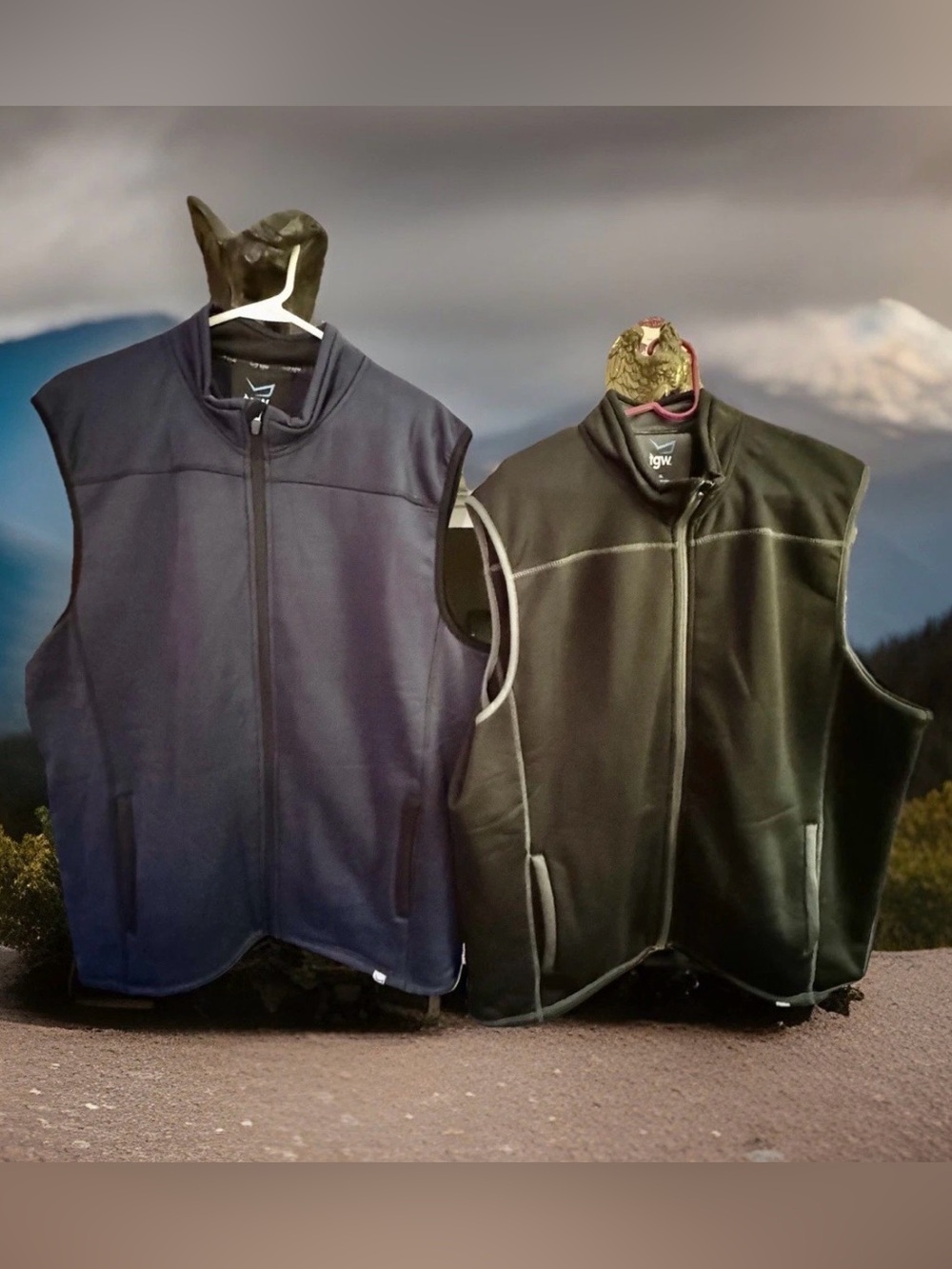 TGW Golf Vest Bundle XL Navy Blue & Black Full Zip Fleece EUC